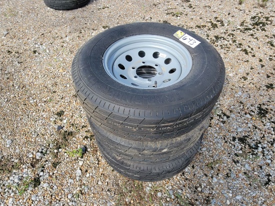 (3) 6-LUG WHEELS AND TIRES - 225/75R15, LOAD RANGE E, SELLS ABSOLUTE
