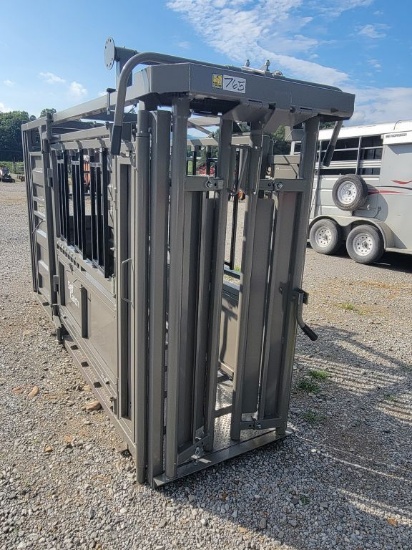 NEW SELF CATCH HEAD GATE SQUEEZE CHUTE, W/PALP CAGE, AUTOMATIC HEAD GATE, M