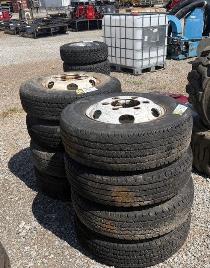 (8) 5 LUG ISUZU TRUCK TIRE AND WHEELS 285/75/16, SELLS ABSOLUTE