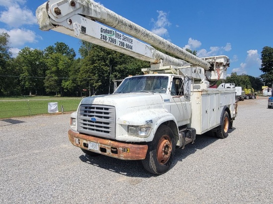 1995 Ford F800 Bucket Truck, Ford Diesel Engine, 5 Speed Manual With 2 Spee