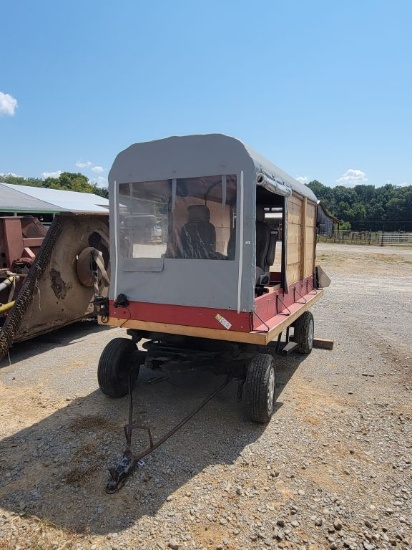 COVERED 5' W X 10' L HORSE/MULE WAGON, WITH SEATS, BRAKES, AND TAIL LIGHTS