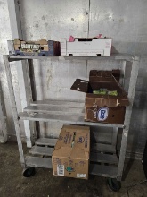 STAINLESS STEEL ROLLING CART ON CASTERS - 20.5" L X 20.5" W X 60" H *CONTEN