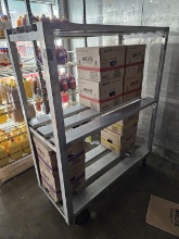 STAINLESS STEEL ROLLING CART ON CASTERS - 20.5" L X 20.5" W X 60" H *CONTEN
