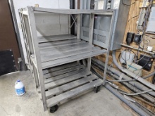 STAINLESS STEEL ROLLING CART ON WHEELS - 48" L X 20.5" W X 60" H