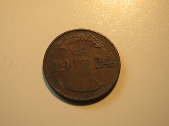 Foreign Coins: 1924 Germany 1 Pfinning