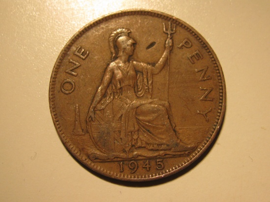 Foreign Coins: 1945 Great Britain 1 Penny