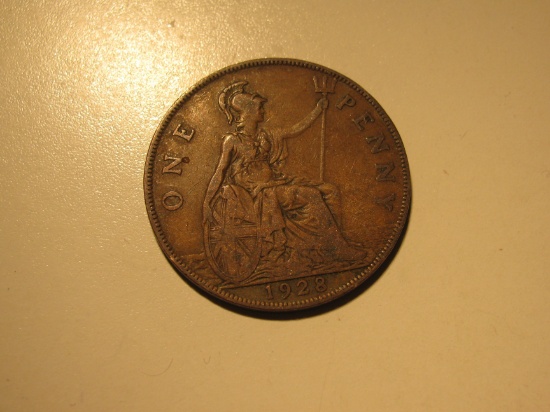 Foreign Coins: 1928 Great Britain 1 Penny