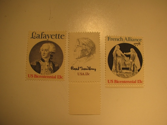 Three Vintage Unused Mint U.S. Stamps