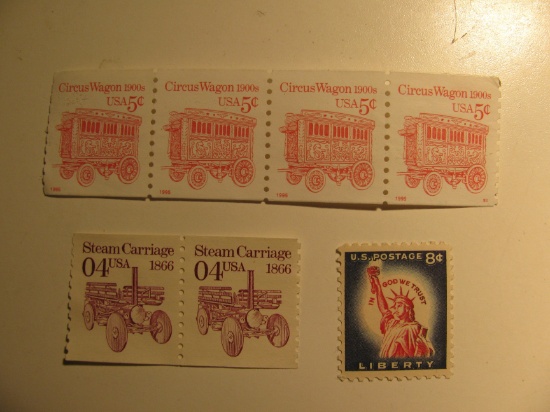 Seven Vintage Unused Mint U.S. Stamps