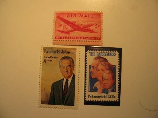 Three Vintage Unused Mint U.S. Stamps