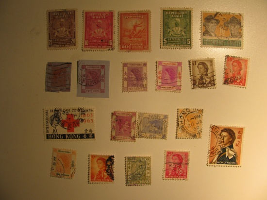 Vintage stamp set: Haiti & Hong Kong