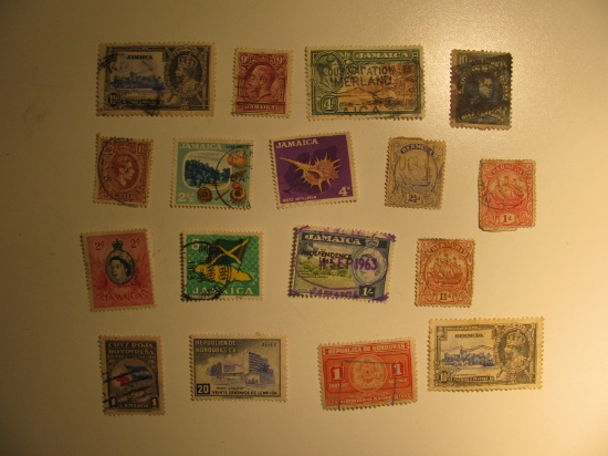 Vintage stamp set: Bermuda, Jamiaca & Honduras
