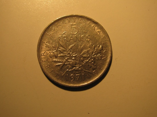 Foreign Coins: 1971 France 5 Francs