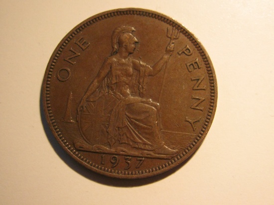 Foreign Coins: 1937 Great Britain 1 Penny