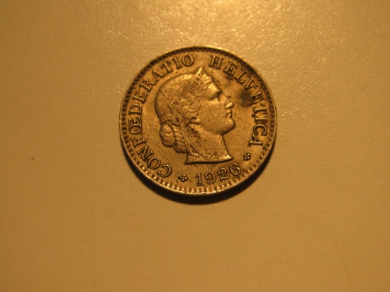 Foreign Coins: 1926 Switzerland 5 rappen