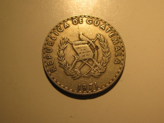 Foreign Coins:1971 Guatmala 25 Centavos