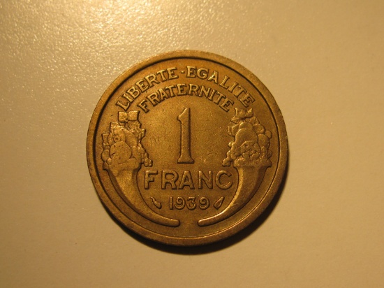 Foreign Coins: 1939 France 1 franc