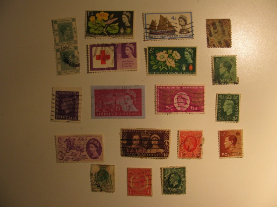 Vintage stamp set: Great Britain & Hong Kong