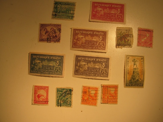 Vintage stamp set: Hait & New Zealand