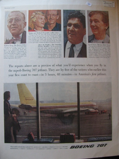 Vintage Newspaper Ad: Boeing 707 Plane