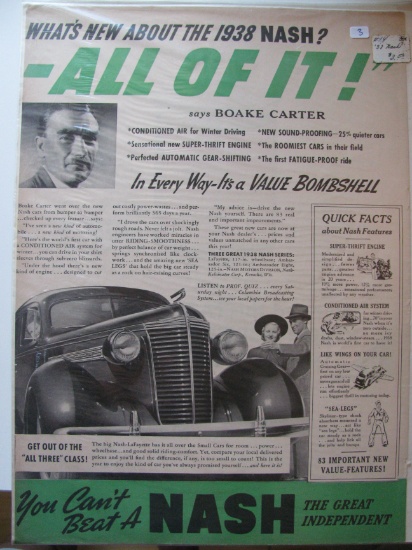 Vintage Newspaper Ad: 1938 Nash