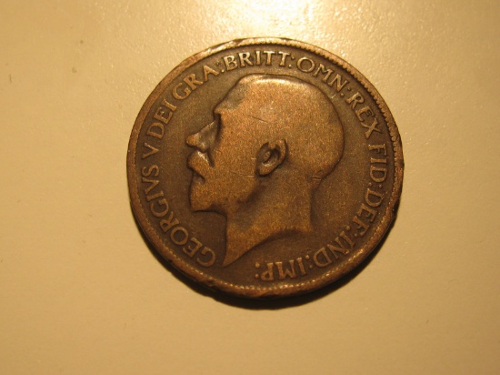 Foreign Coins: 1918 Great Britain 1/2 Penny