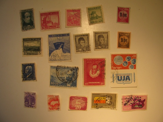 Vintage stamp set: Chile & Israel