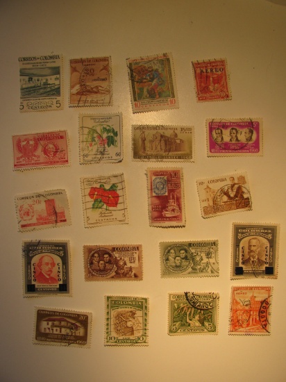 Vintage stamp set: Colombia