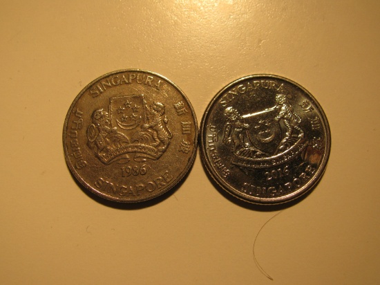 Foreign Coins:  1986 & 2016 Singapore 20 cents