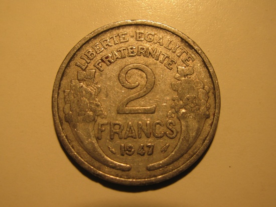 Foreign Coins: 1947 France 2 Francs