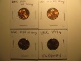 US Coins: 4x1974 Pennies