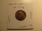 US Coins:  1952-S penny