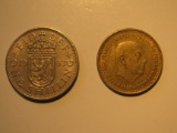 Foreign Coins: 1963 Great Britain1 Shilling & 1966 Spain1 Peseta