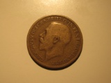 Foreign Coins: 1920 Great Britain 1/2 Penny
