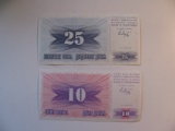 Foreign Currency:1992 Bosnia 10 & 25 Dinara