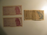 Foreign Currency: 1964 Indonesia 2x5 & 1x1 Sess