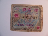 Foreign Currency: Japan Military Certificate 10 Sen