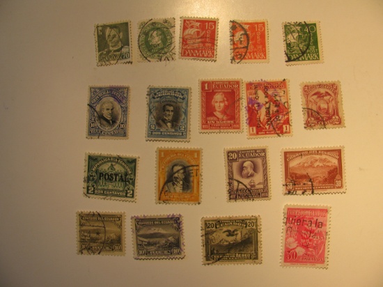 Vintage stamp set of: Denmark & Ecuador