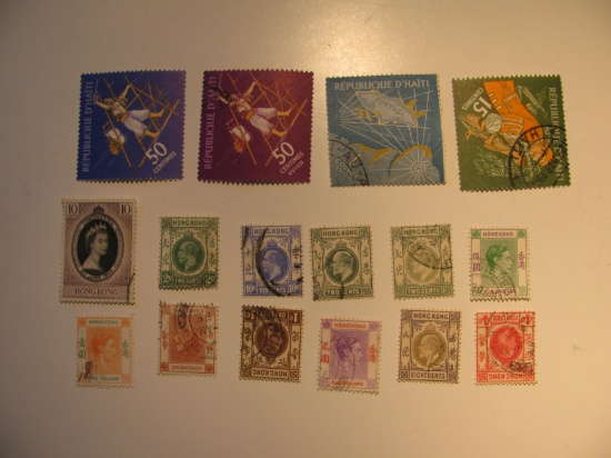 Vintage stamp set of: Haiti & Hong Kong