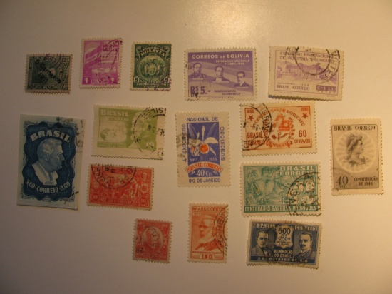 Vintage stamps set of: Bolivia & Brazil