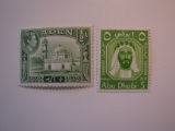 Three Vintage Unused Aden & Abu Dhabi Stamps
