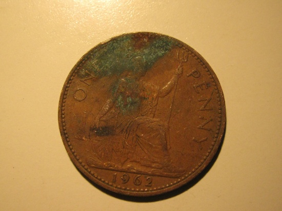 Foreign Coins: 1962 Great Briatin 1 Penny