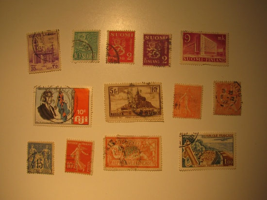 Vintage stamps set of:  Egypt, Finland, Fiji & France