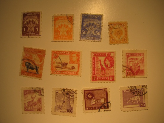 Vintage stamps set of: Jugoslavia, Kedah, Kenya, Uganda & Korea