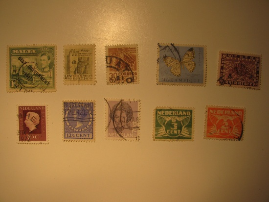 Vintage stamps set of: Malta, Mexico, Mozambique, Nepal& Nethelands