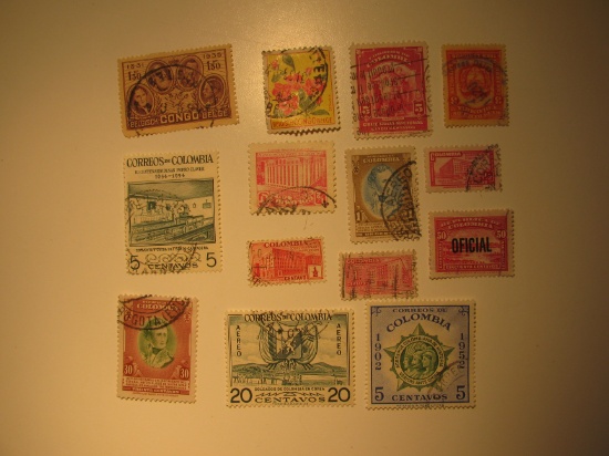 Vintage stamps set of:  Congo & Colombia