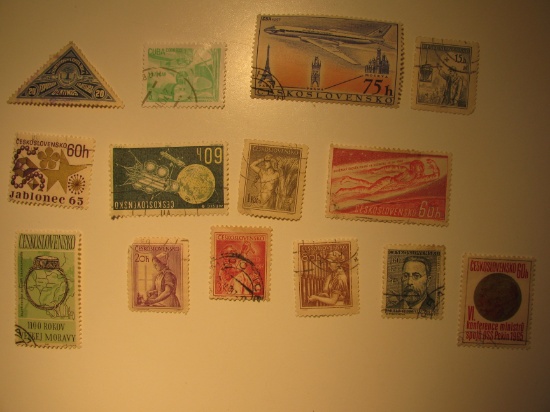 Vintage stamps set of:  Costa Rica, Cuba & Czekoslavakia