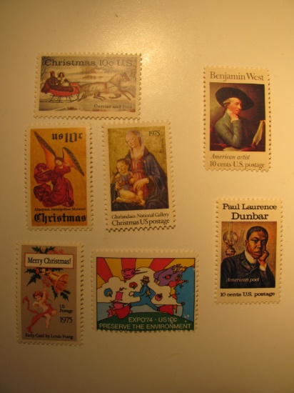 7 Vintage Unused Mint U.S. Stamps