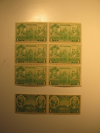 8 Vintage Unused Mint U.S. Stamps