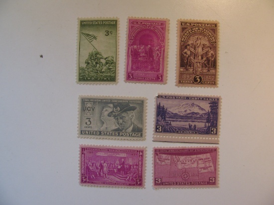 7 Vintage Unused Mint U.S. Stamps